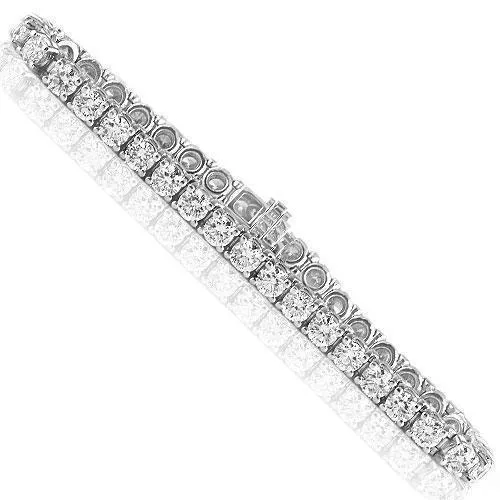 14K White Solid Gold Womens Diamond Tennis Bracelet 10.77Ctw