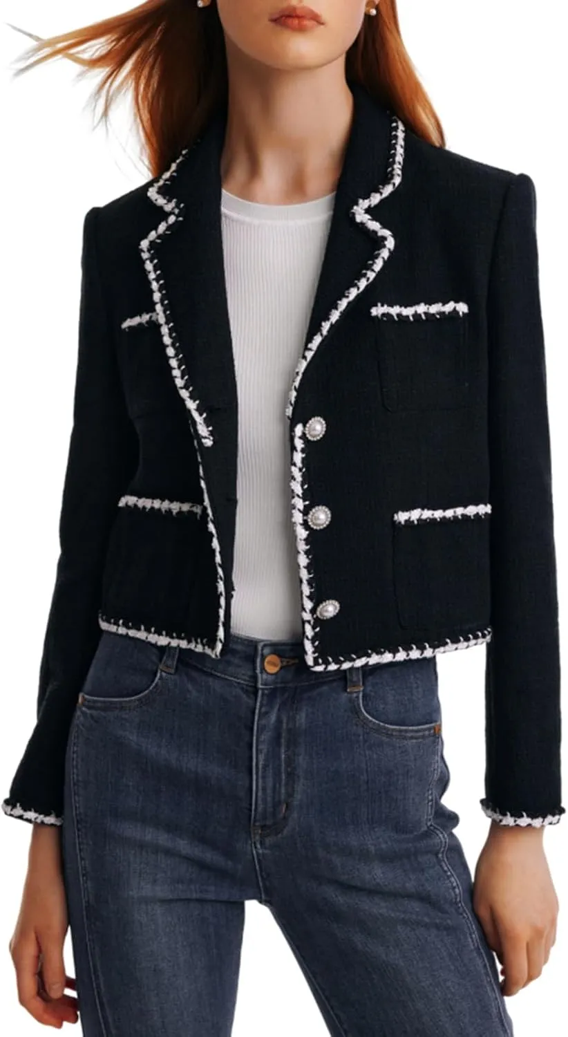 2025 Womens Casual Blazers Long Sleeve Work Office Open Front Suit Jacket Business Blazer