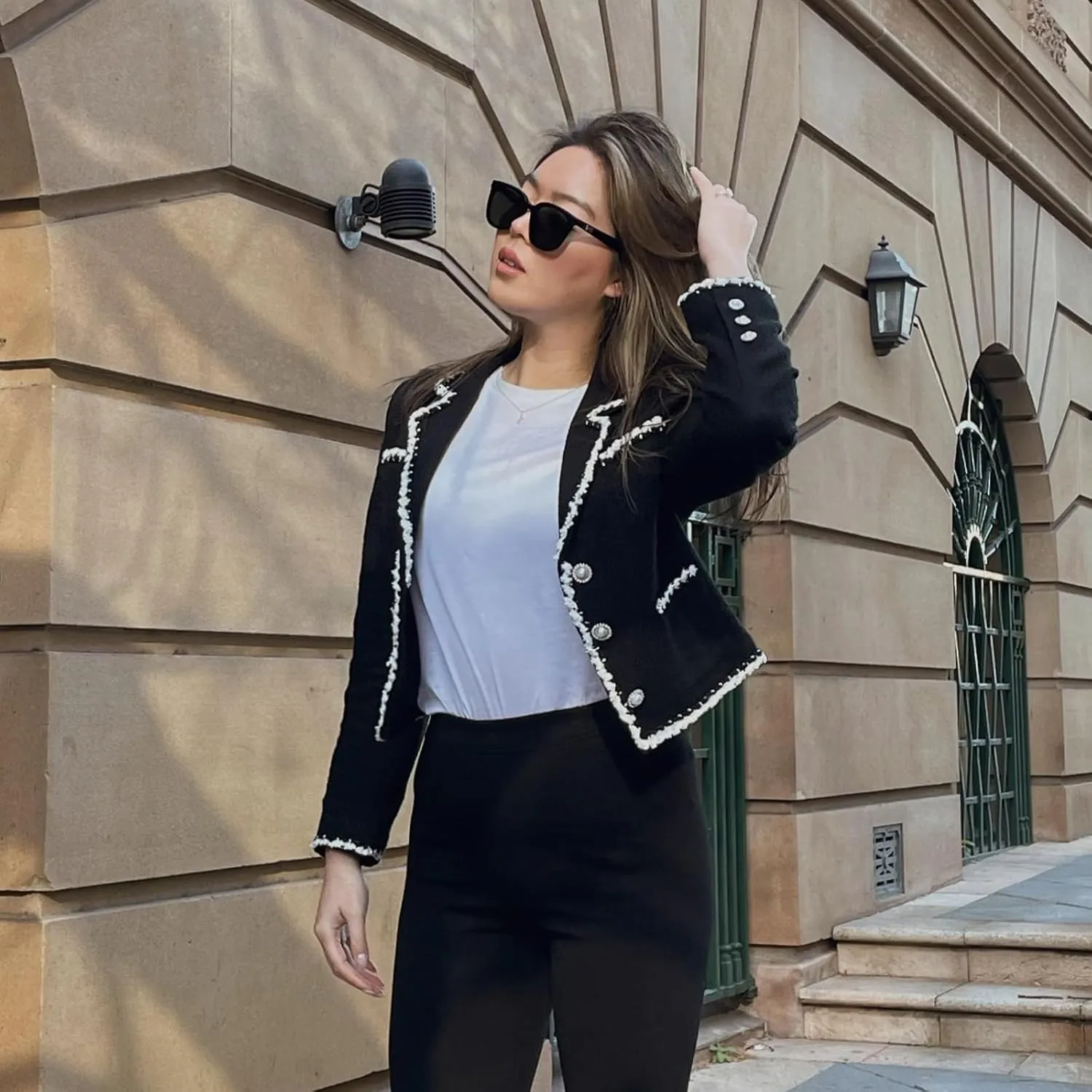 2025 Womens Casual Blazers Long Sleeve Work Office Open Front Suit Jacket Business Blazer