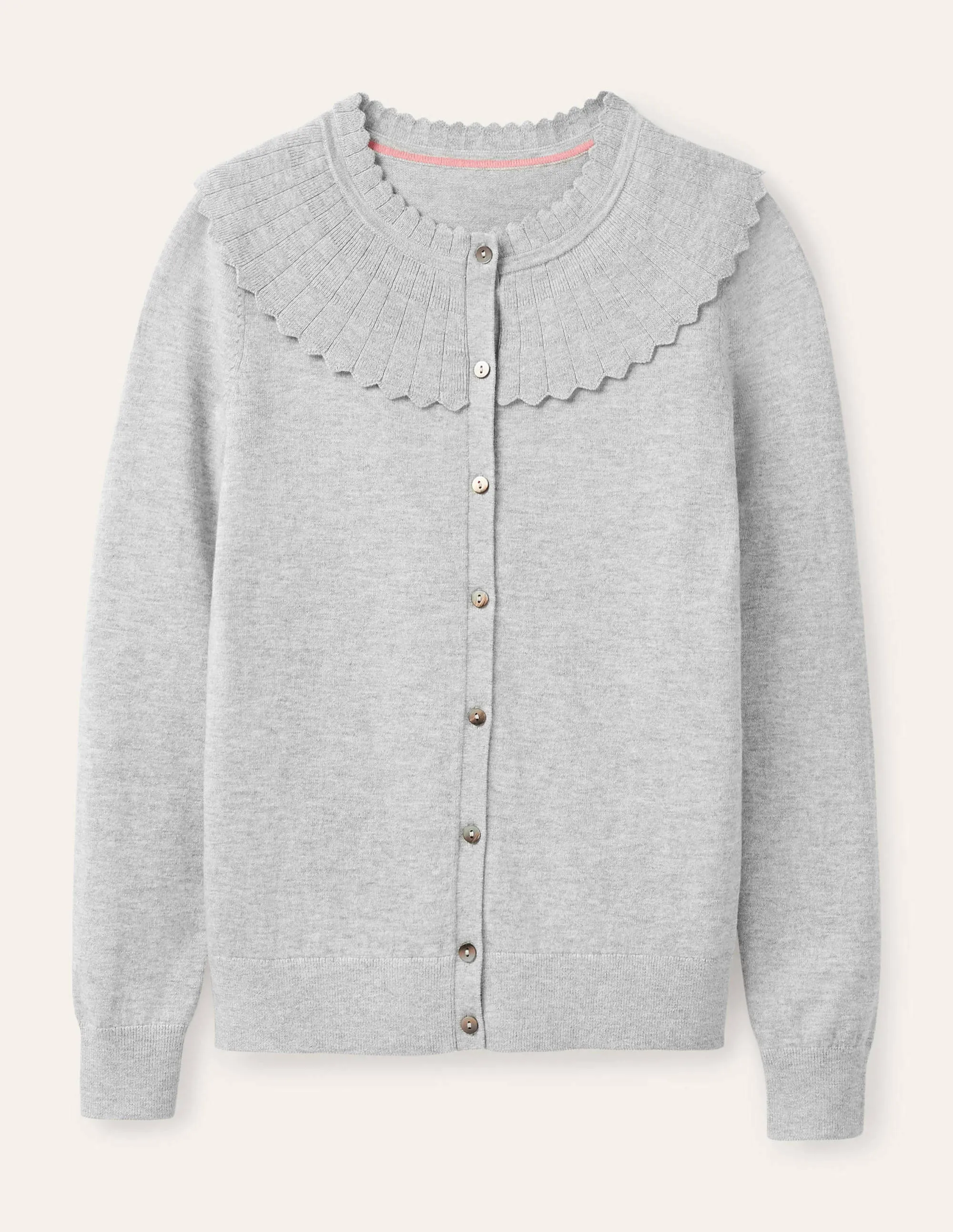 Abercorn Scallop Cardigan-Grey Melange
