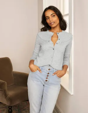 Abercorn Scallop Cardigan-Grey Melange