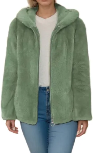 Akivide Women Winter Warm Fuzzy Fleece Sherpa Jacket Coat Oversized Fluffy Zip Up Hooded Sweatshirt Hoodie with Pockets