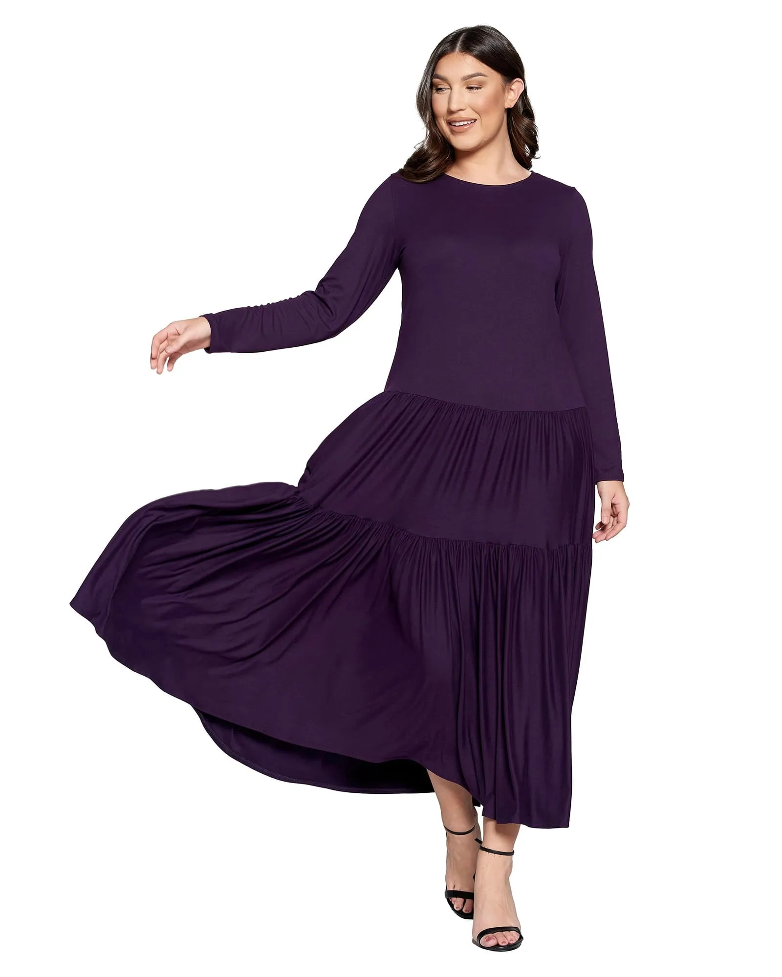 Alice Tiered Maxi Dress | Eggplant