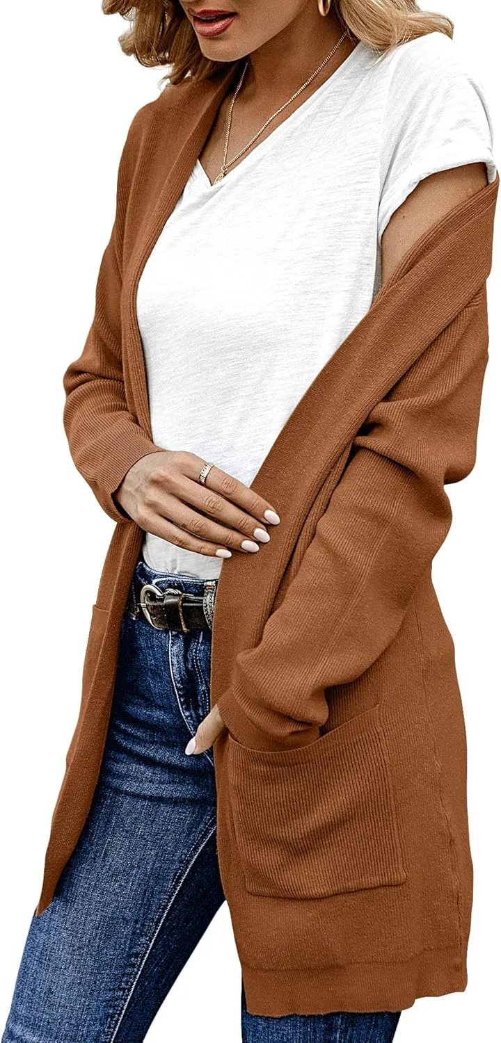 ANIXAY Cardigan Sweaters for Women 2024 Long Sleeve Open Front Knit Outwear Coat Womens Cardigan with Pockets