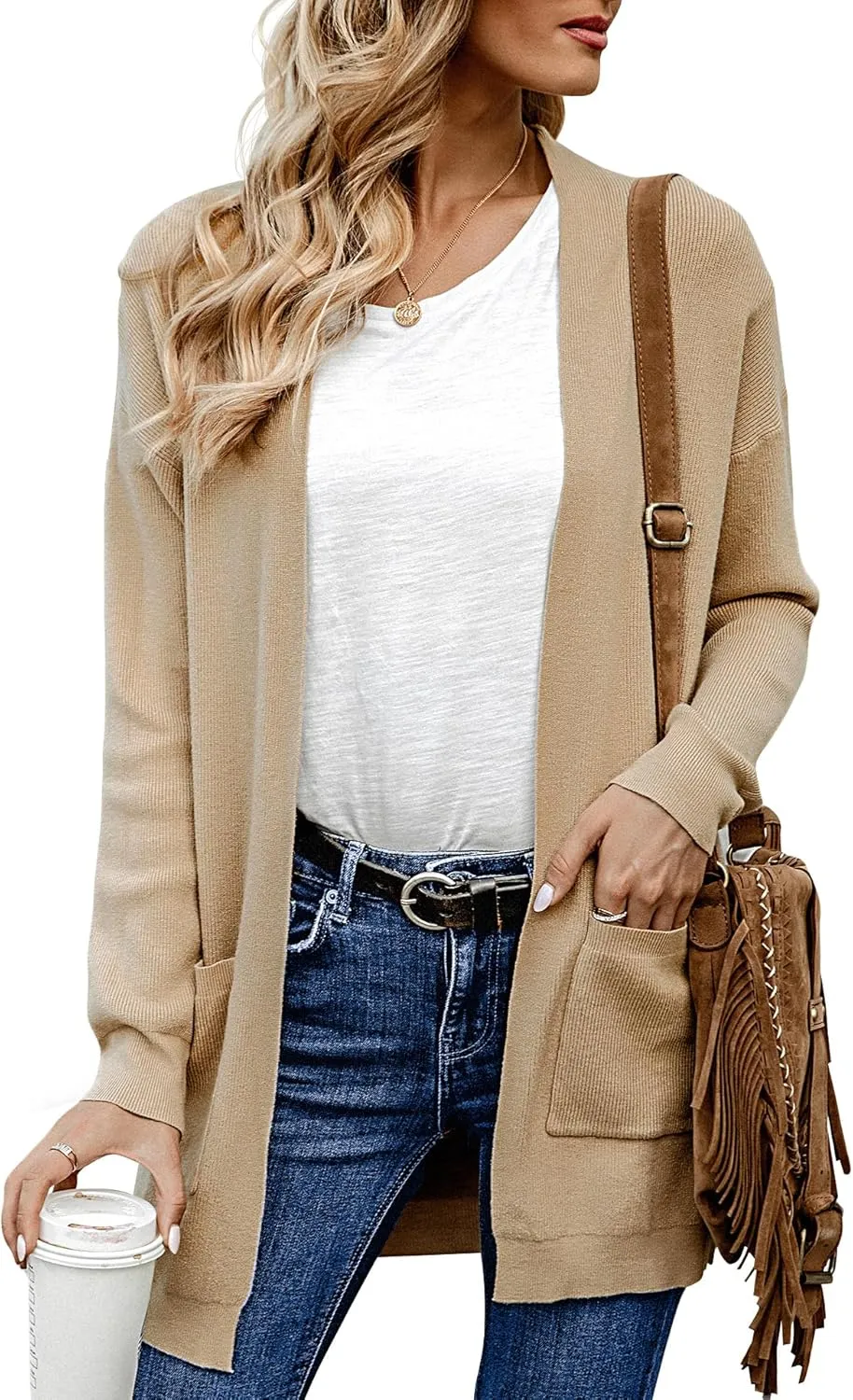 ANIXAY Cardigan Sweaters for Women 2024 Long Sleeve Open Front Knit Outwear Coat Womens Cardigan with Pockets