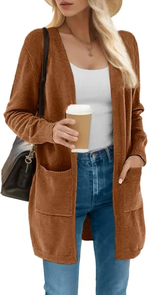 ANIXAY Cardigan Sweaters for Women 2024 Long Sleeve Open Front Knit Outwear Coat Womens Cardigan with Pockets