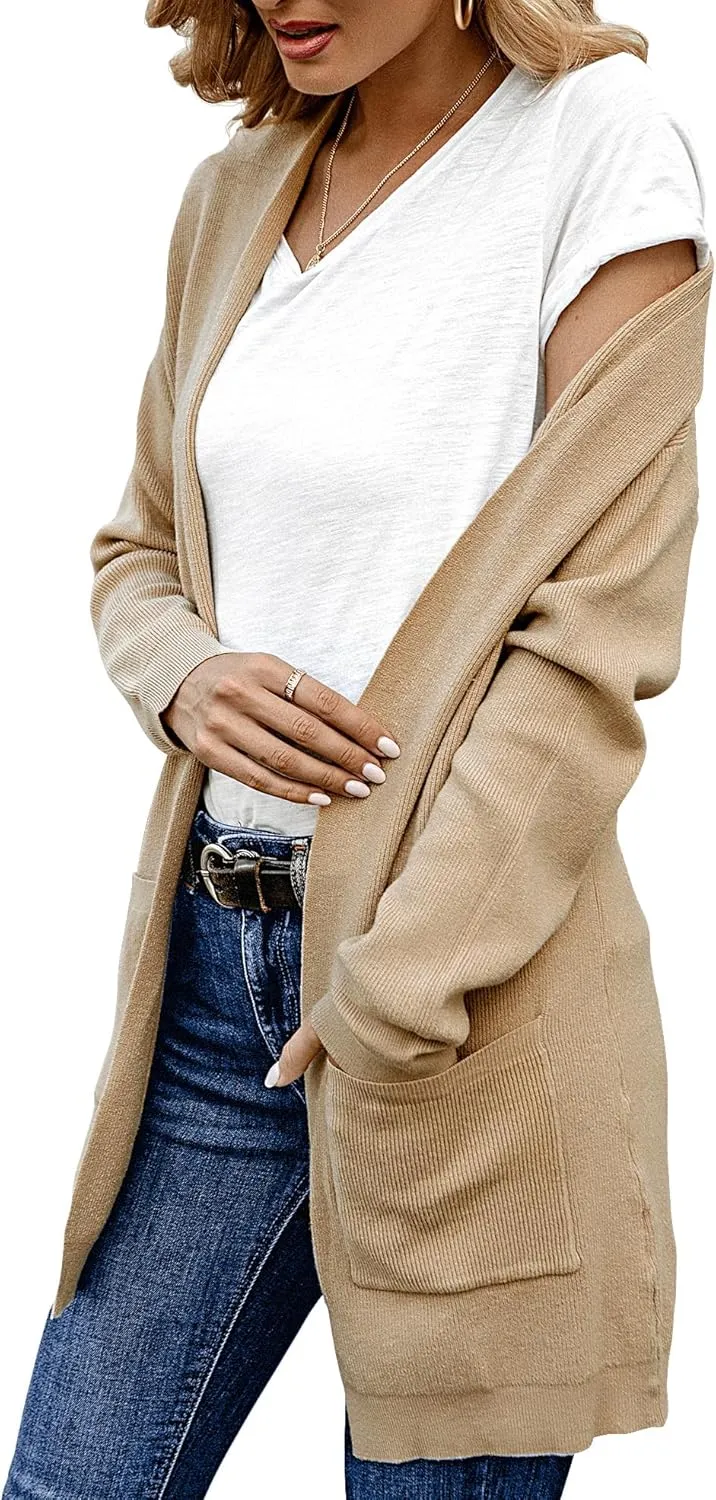 ANIXAY Cardigan Sweaters for Women 2024 Long Sleeve Open Front Knit Outwear Coat Womens Cardigan with Pockets