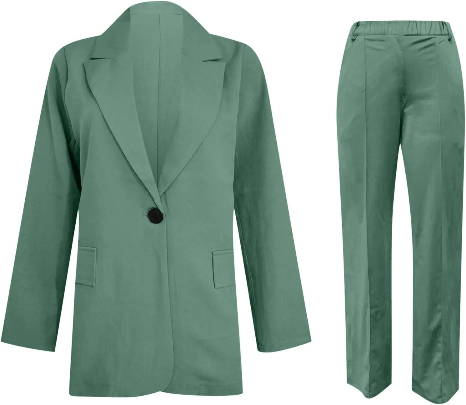 Aniywn Blazer Sets Women 2 Piece Outfits Dressy Business Work Jacket Outfits Casual Pant Suits Plus Size Wide Pants Suit Set