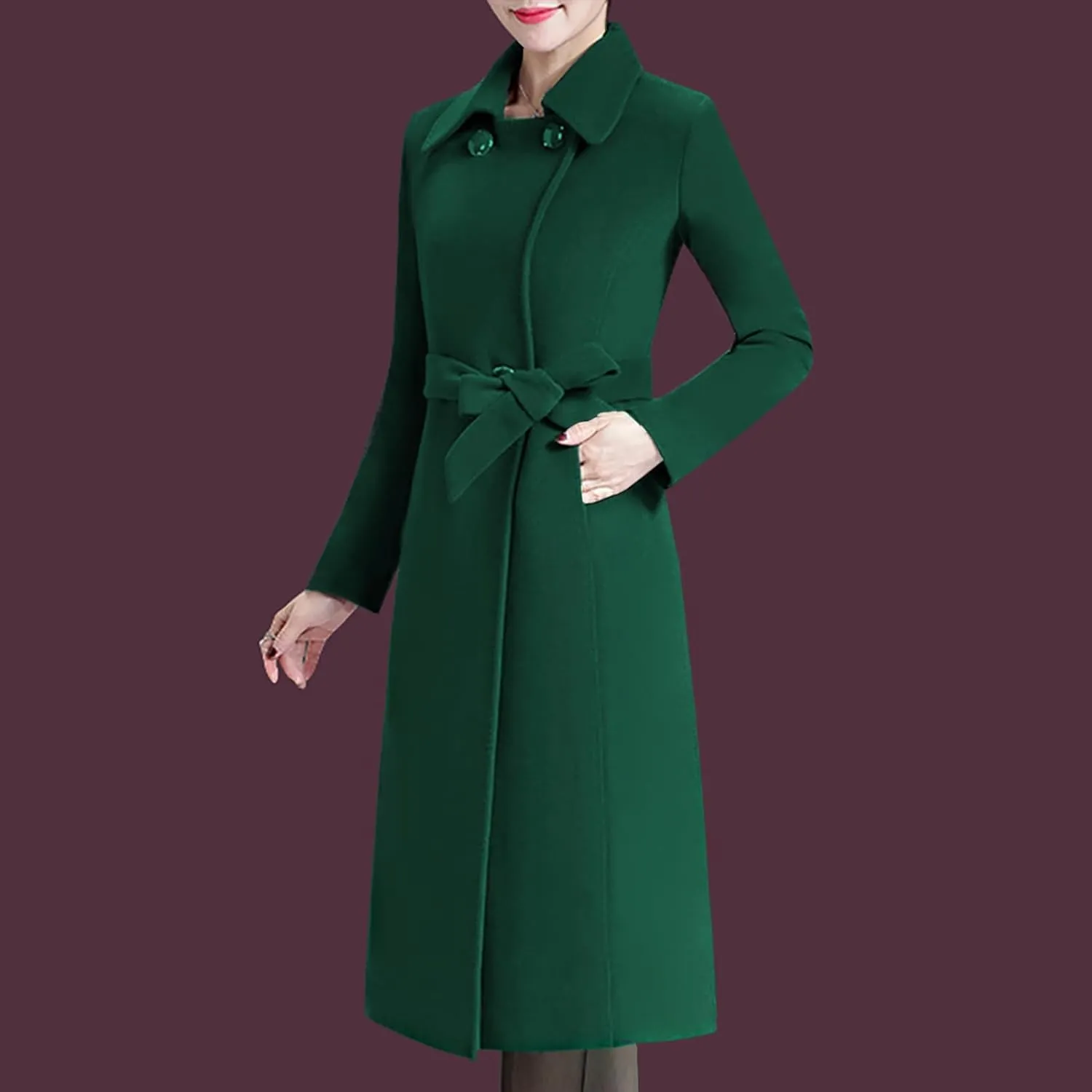 Aprsfn Women's Winter Wool Coats Warm Double-breasted Notched Lapel Jackets Midi Long Peacoat Long Sleeve Pea Coats