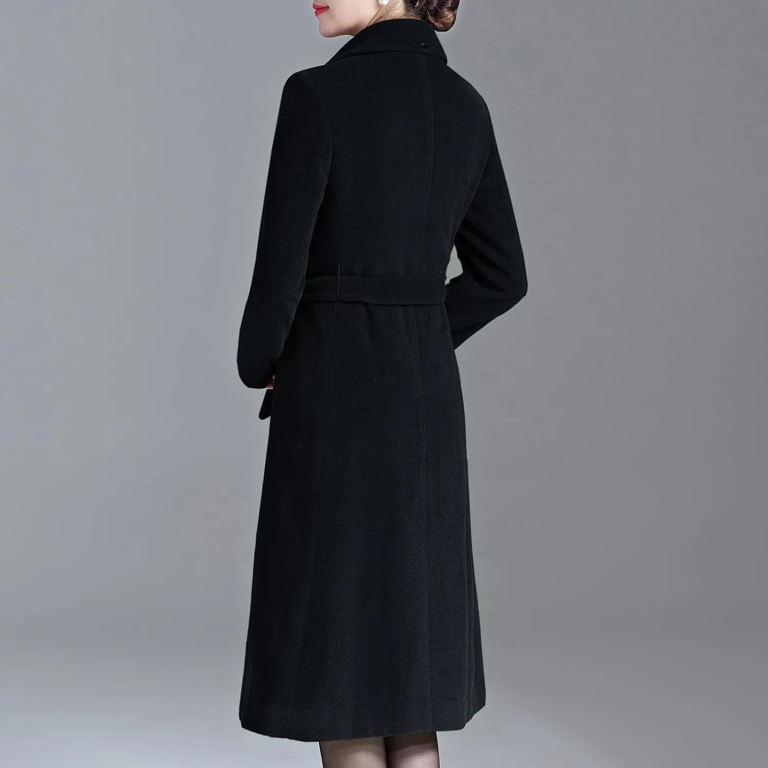 Aprsfn Women's Winter Wool Coats Warm Double-breasted Notched Lapel Jackets Midi Long Peacoat Long Sleeve Pea Coats