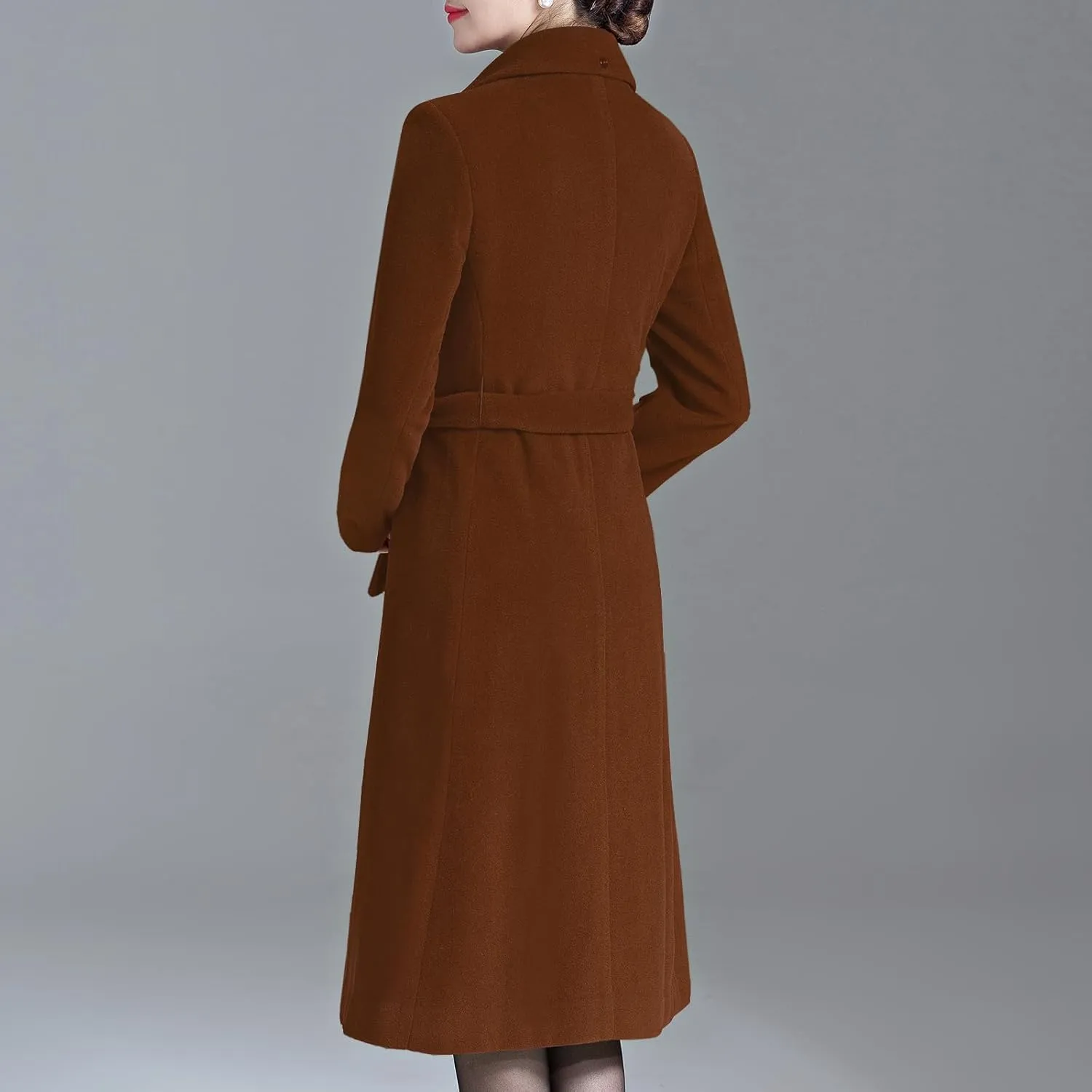Aprsfn Women's Winter Wool Coats Warm Double-breasted Notched Lapel Jackets Midi Long Peacoat Long Sleeve Pea Coats