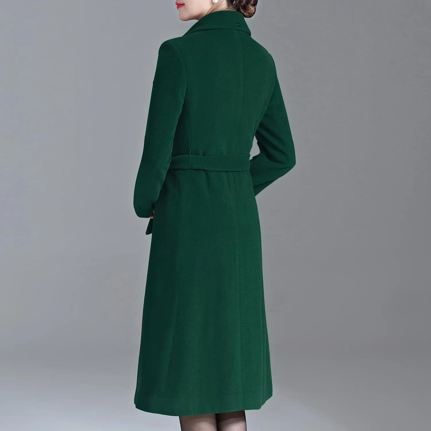 Aprsfn Women's Winter Wool Coats Warm Double-breasted Notched Lapel Jackets Midi Long Peacoat Long Sleeve Pea Coats