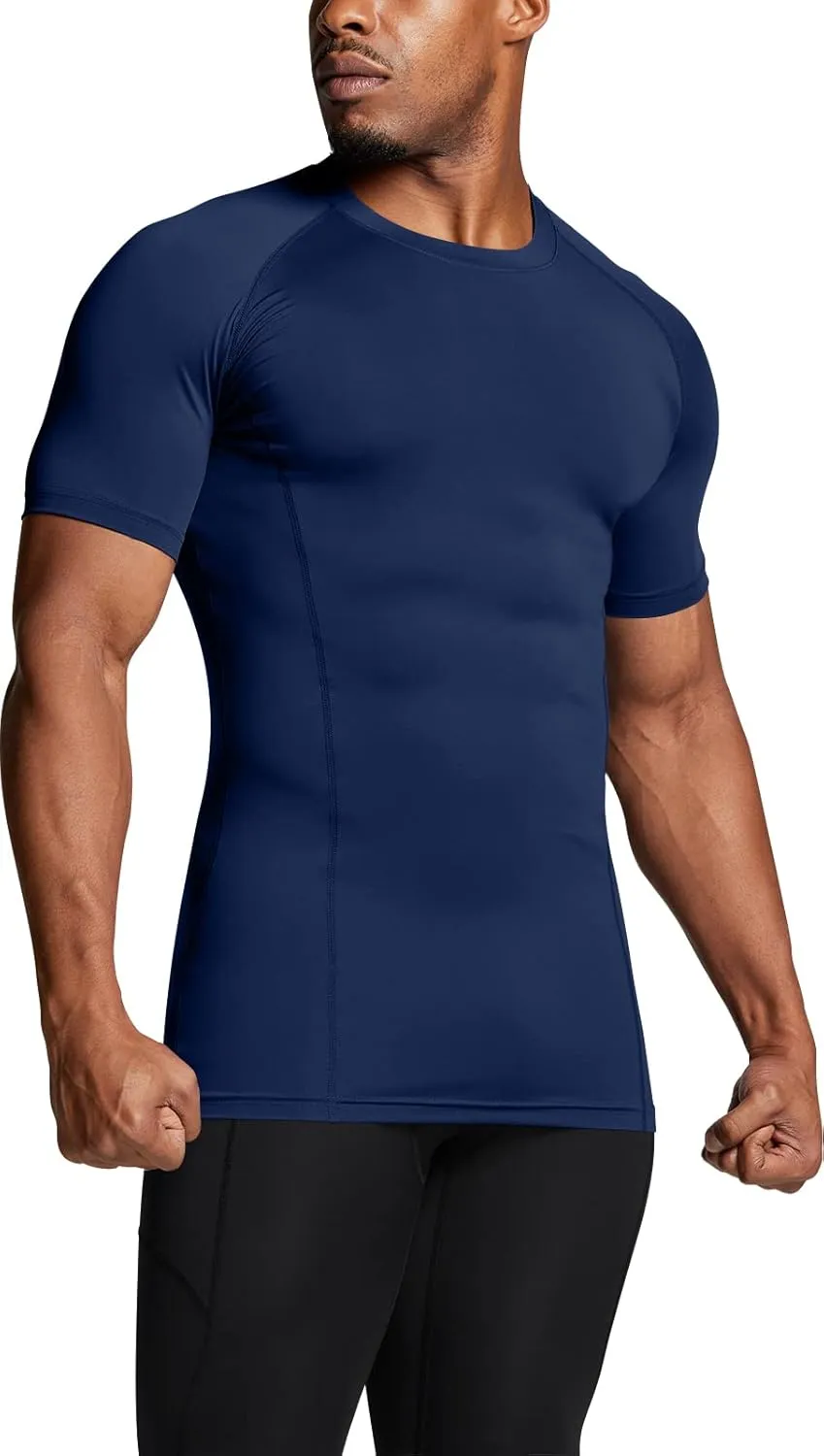 ATHLIO Men's Cool Dry Short Sleeve Compression Shirts, Sports Baselayer T-Shirts Tops, Athletic Workout Shirt