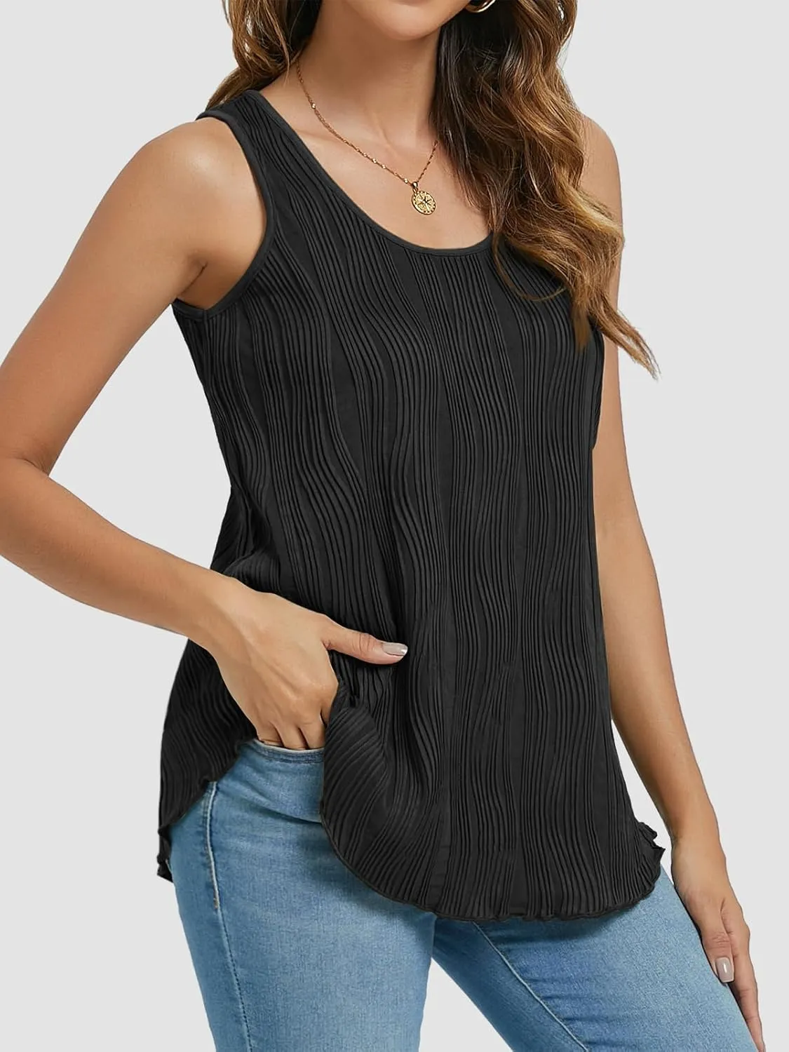 ATHMILE Women's Dressy Business Casual Tank Tops Summer Sleeveless Trendy Spring Blouses Flowy Work Shirts