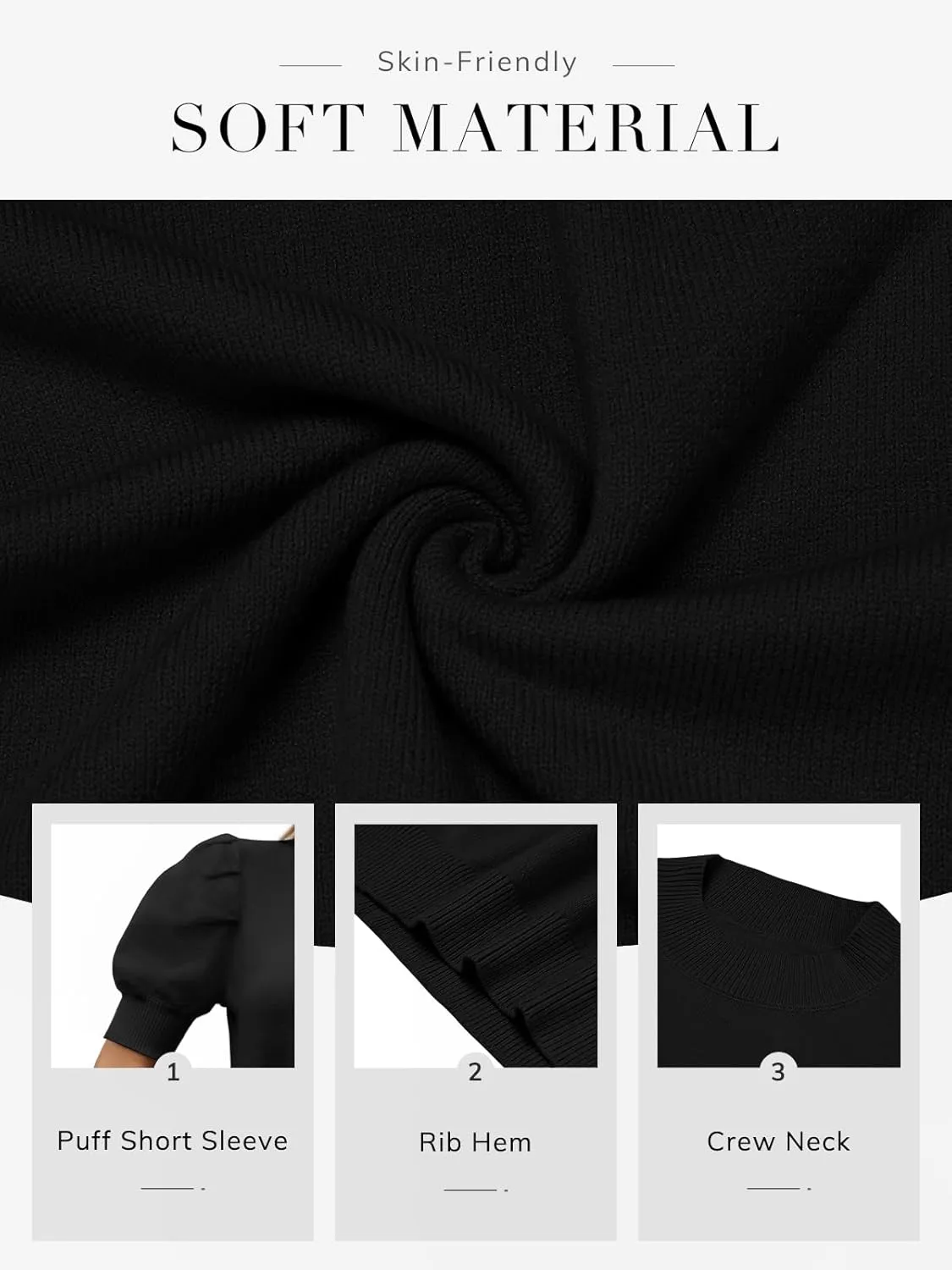 ATHMILE Women's Puff Short Sleeve Sweater Tops 2025 Spring Summer Trendy Casual T Shirts Blouses