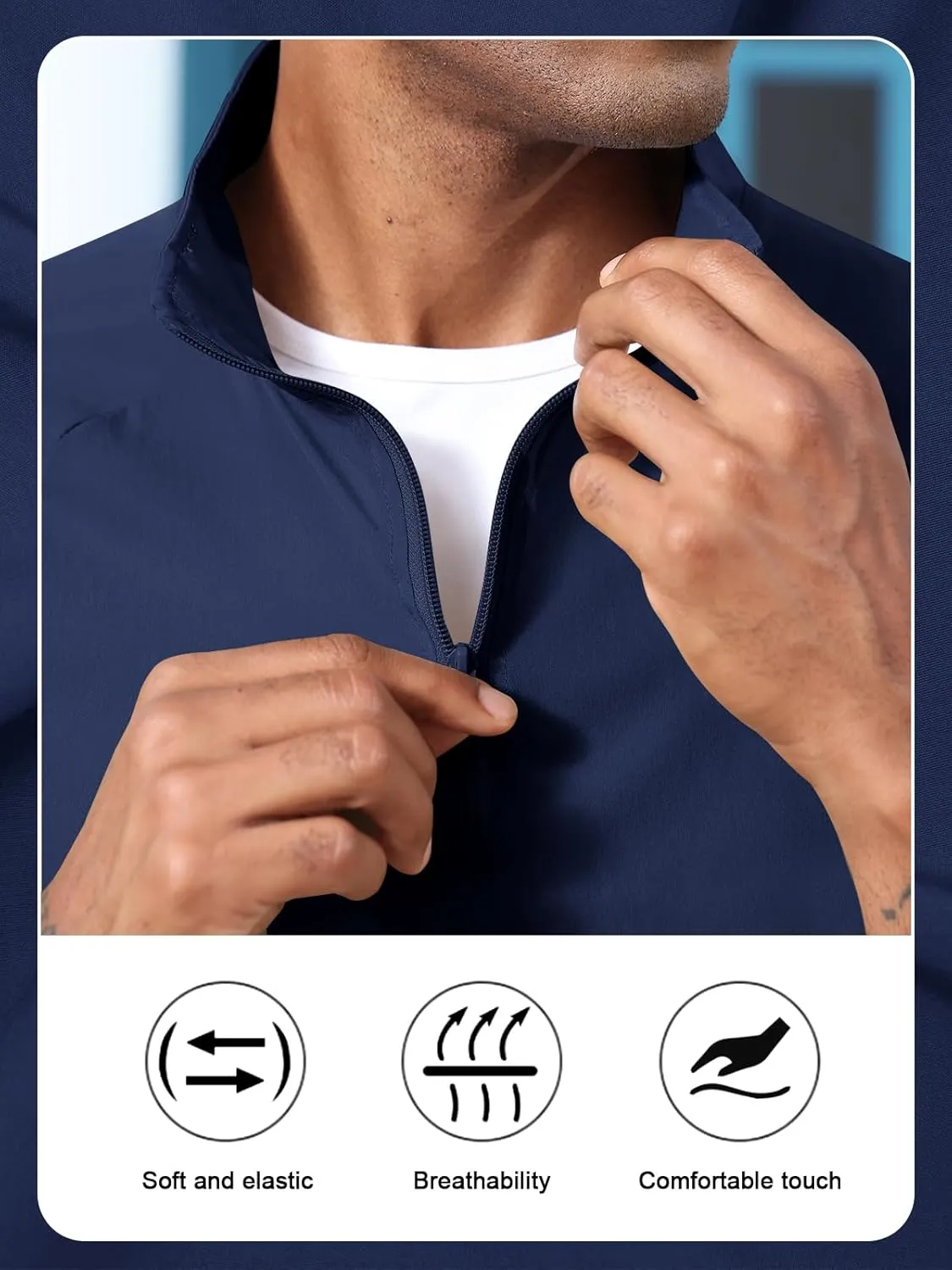 Aulemen Men's Casual Quarter Zip Pullover-Athletic Lightweight Jackets Hiking Golf for Men Mock Neck with Pockets