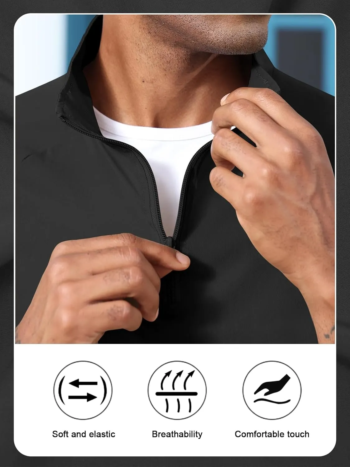 Aulemen Men's Casual Quarter Zip Pullover-Athletic Lightweight Jackets Hiking Golf for Men Mock Neck with Pockets