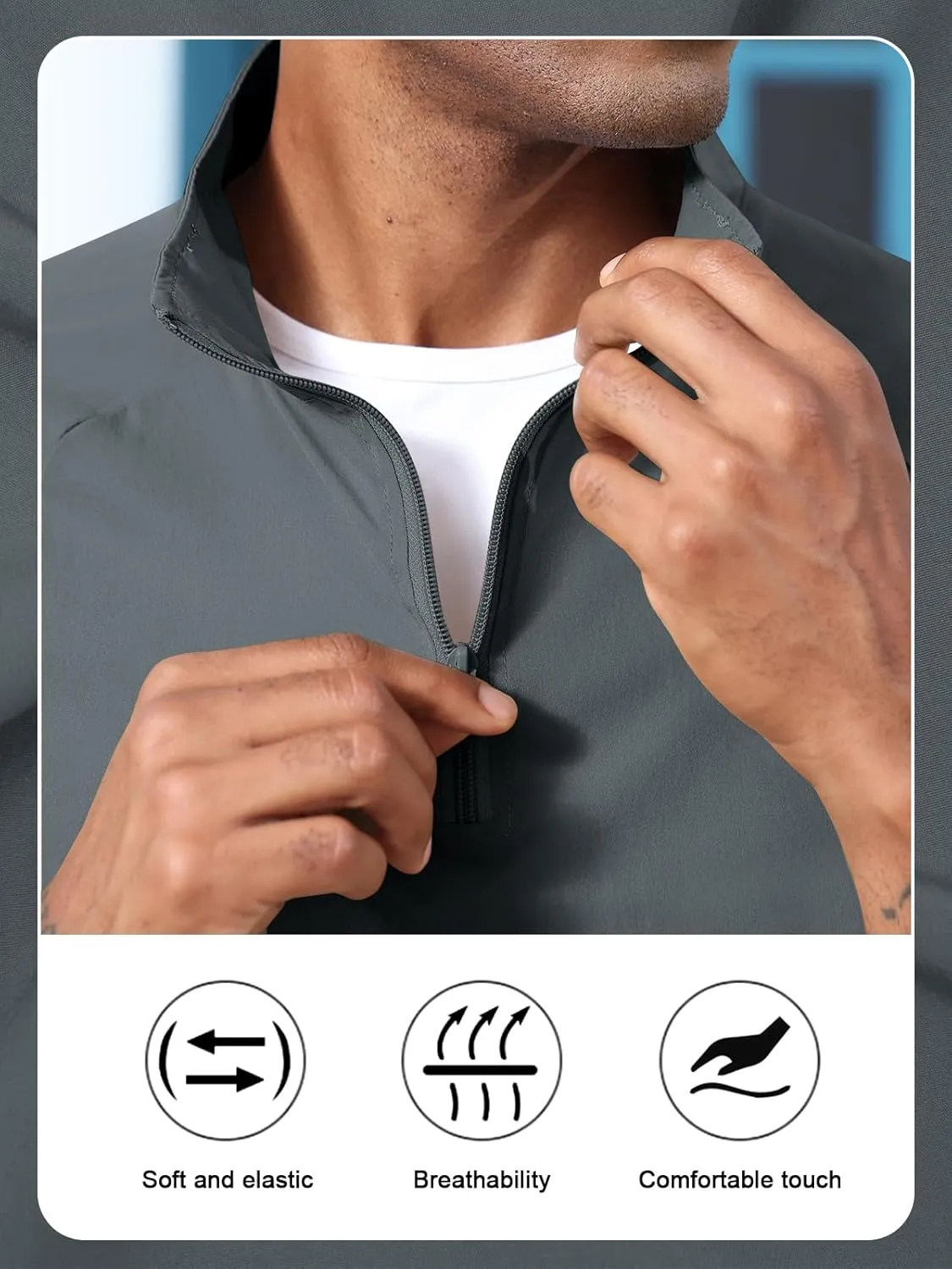 Aulemen Men's Casual Quarter Zip Pullover-Athletic Lightweight Jackets Hiking Golf for Men Mock Neck with Pockets