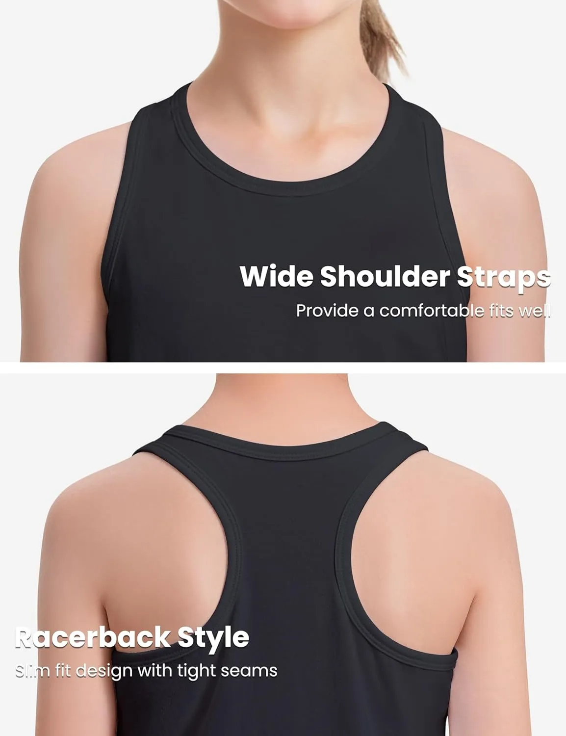 Auranso Girls Tank Tops Cotton Sleeveless Athletic Shirts Racerback Dance Outfit Workout Tops