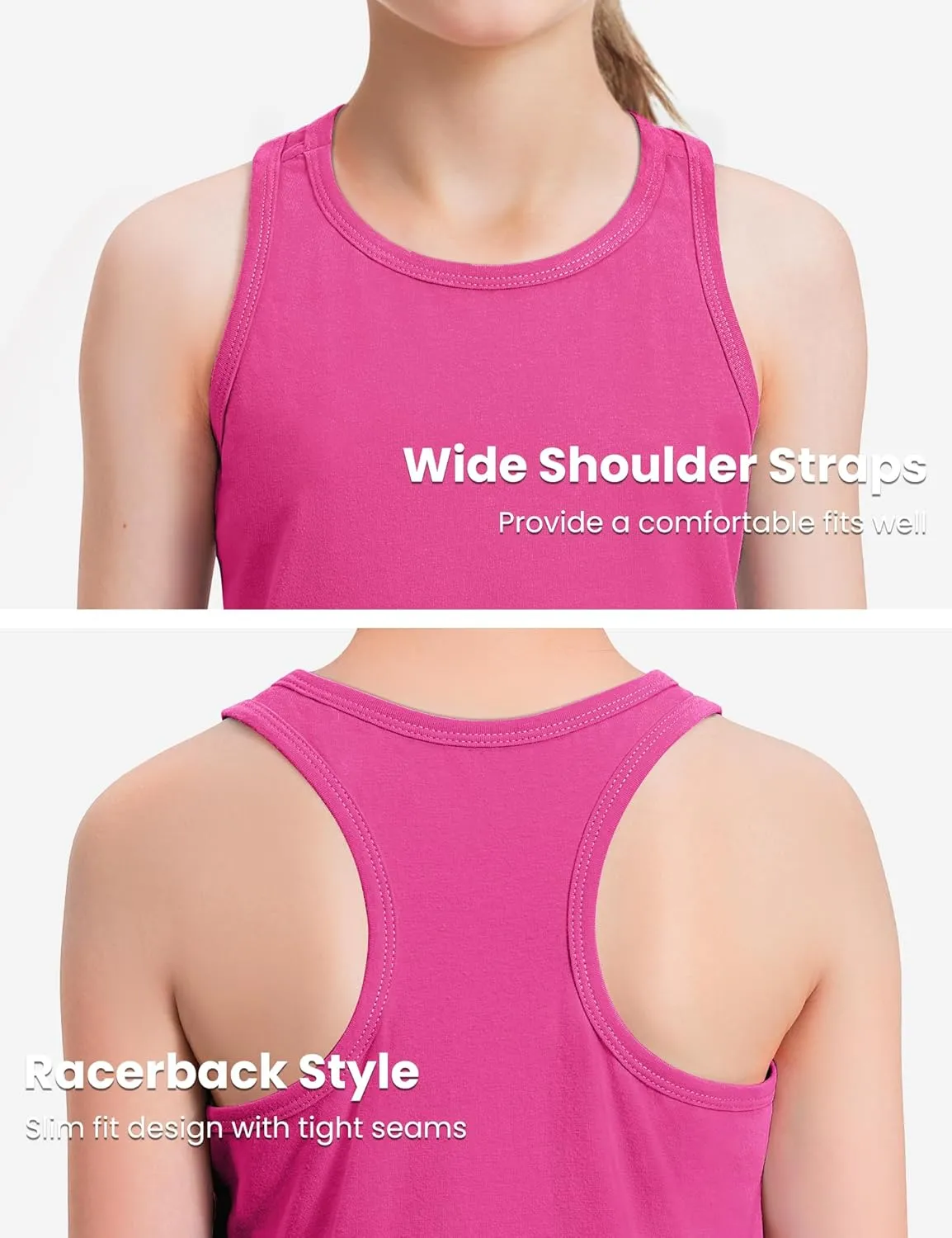 Auranso Girls Tank Tops Cotton Sleeveless Athletic Shirts Racerback Dance Outfit Workout Tops