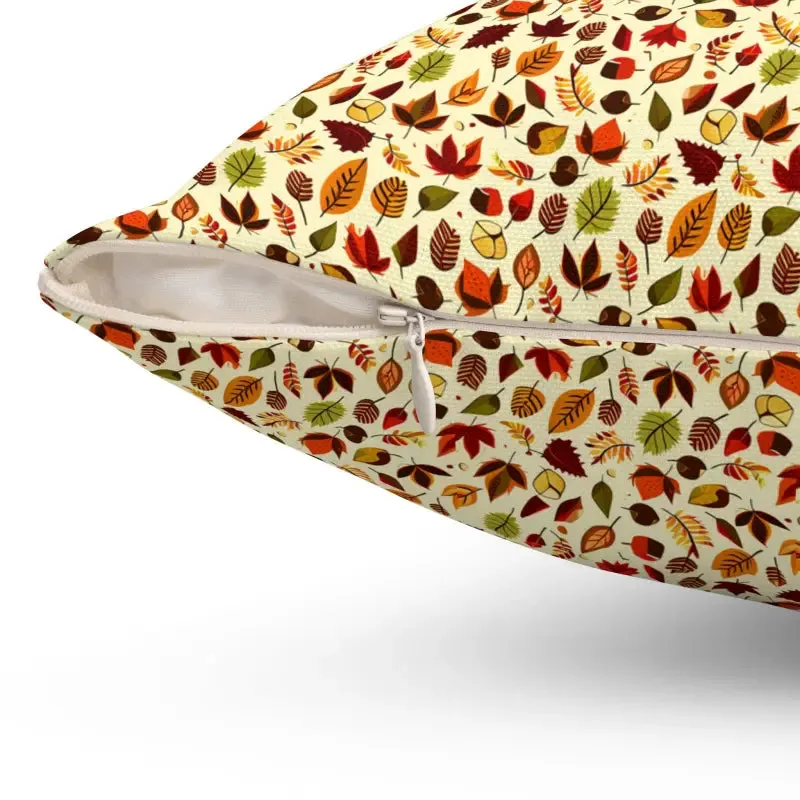 Autumn Leaves Pattern Polyester Square Pillow