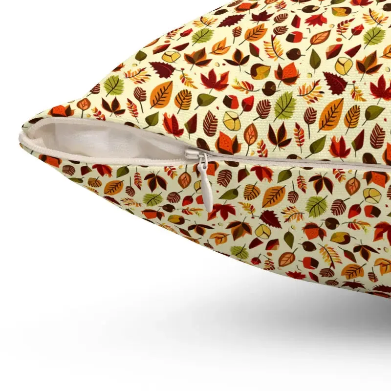 Autumn Leaves Pattern Polyester Square Pillow
