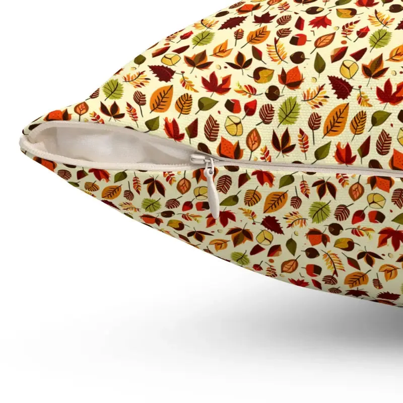 Autumn Leaves Pattern Polyester Square Pillow