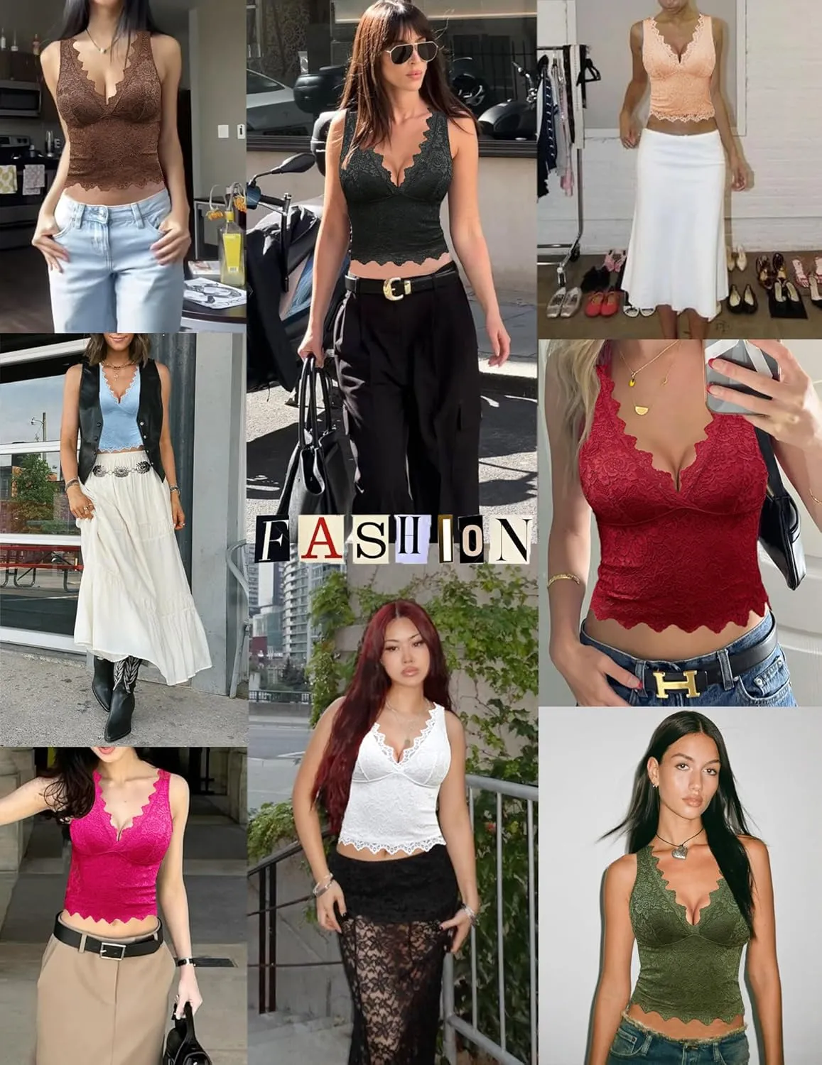 Avidlove Lace Tank Tops for Women Summer Going Out Tops Y2k Sexy Lace Top