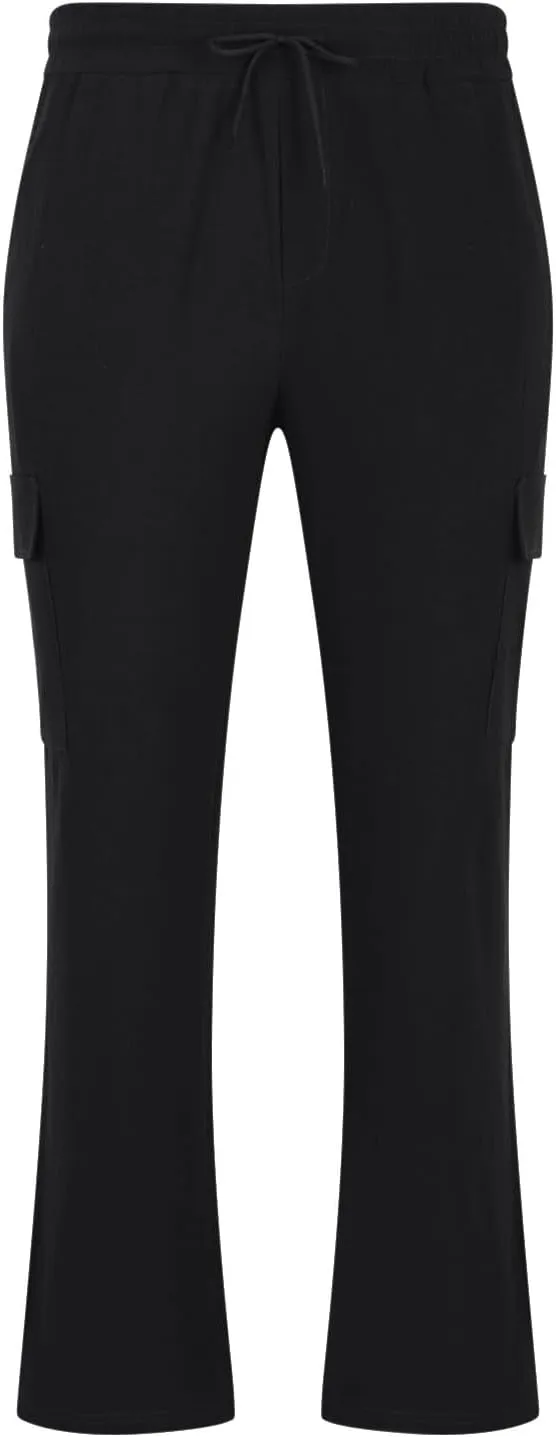 Aymnlox Mens Casual Chino Pants Solid Fall Athletic Workout Drawstring Trousers Baggy Wide Leg Straight Fit Pants with Pocket