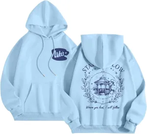 Azeralia Hoodies for Women Crew Neck Long Sleeve Sweatshirt Print Lightweight Pullover Fall Daily Basic Top