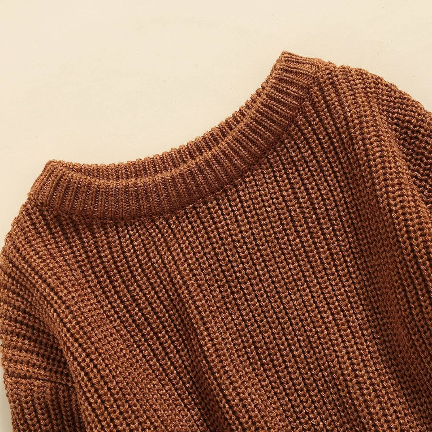 Baby Girl Boy Toddler Knit Sweater Cute Round Neck Long Sleeve Blouse Pullover Oversized Sweatshirt Warm Kids Tops