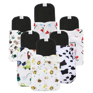 Babymoon | Set of 12 | Cloth Diaper with 5Layers Grey Insert Premium Adjustable Reusable Cloth Diaper