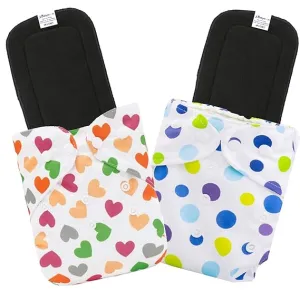 Babymoon | Set of 4 | Cloth Diaper with 5Layers Grey Insert Premium Adjustable Reusable Cloth Diaper | Love | Bluedot
