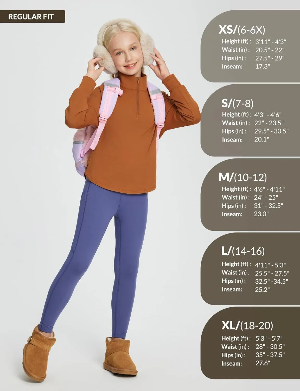 baleaf Girls Fleece Lined Leggings Athletic Yoga Pants Thermal Dance Tights Pockets Winter Running