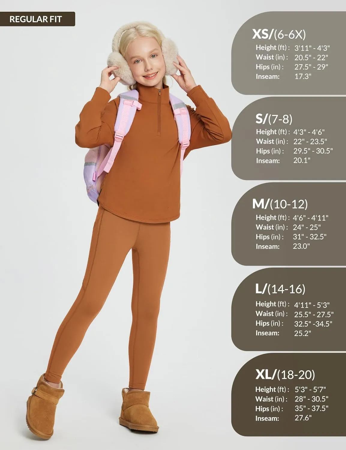 baleaf Girls Fleece Lined Leggings Athletic Yoga Pants Thermal Dance Tights Pockets Winter Running