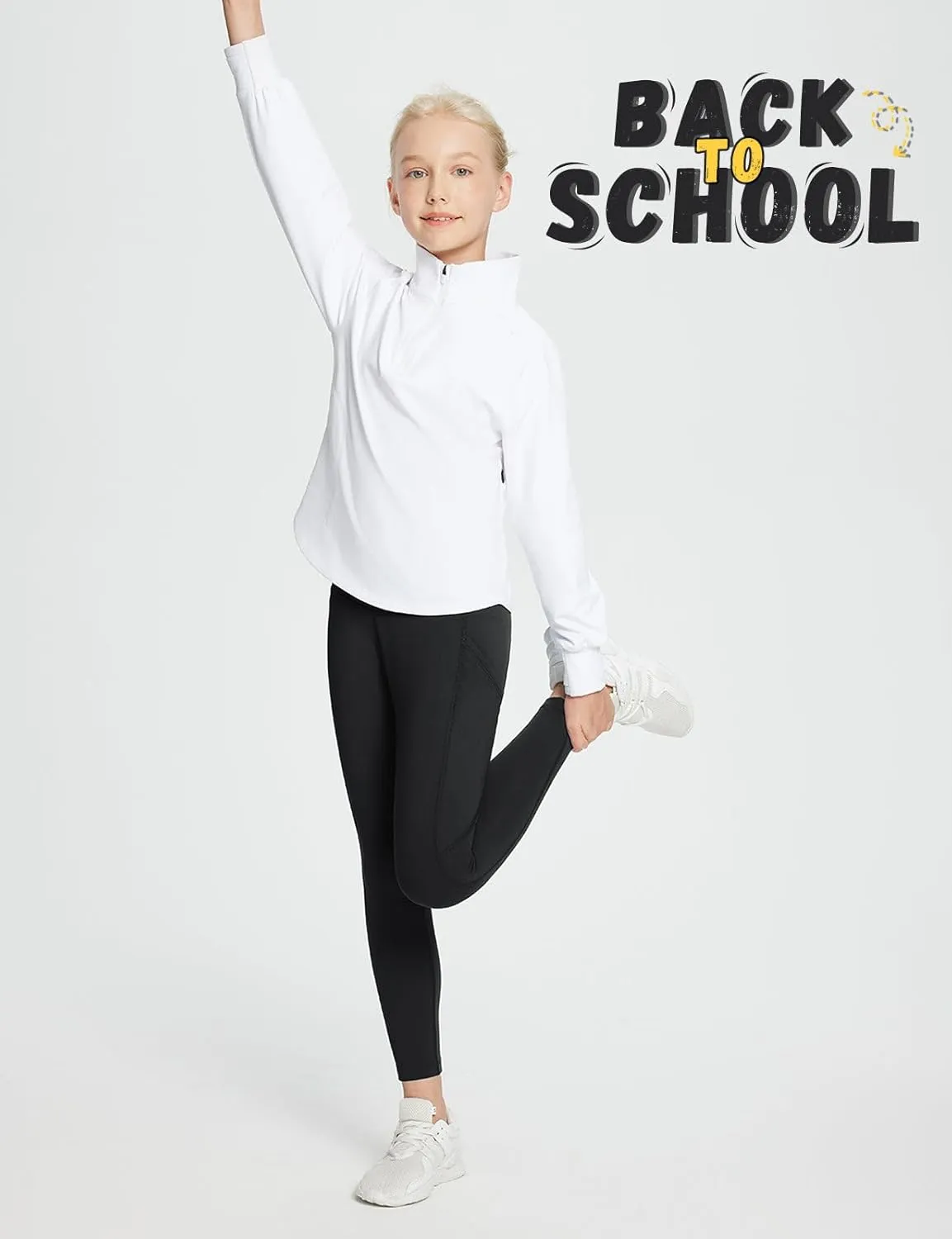 baleaf Girls Fleece Lined Leggings Athletic Yoga Pants Thermal Dance Tights Pockets Winter Running