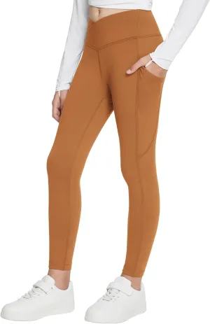 baleaf Girls Fleece Lined Leggings Athletic Yoga Pants Thermal Dance Tights Pockets Winter Running