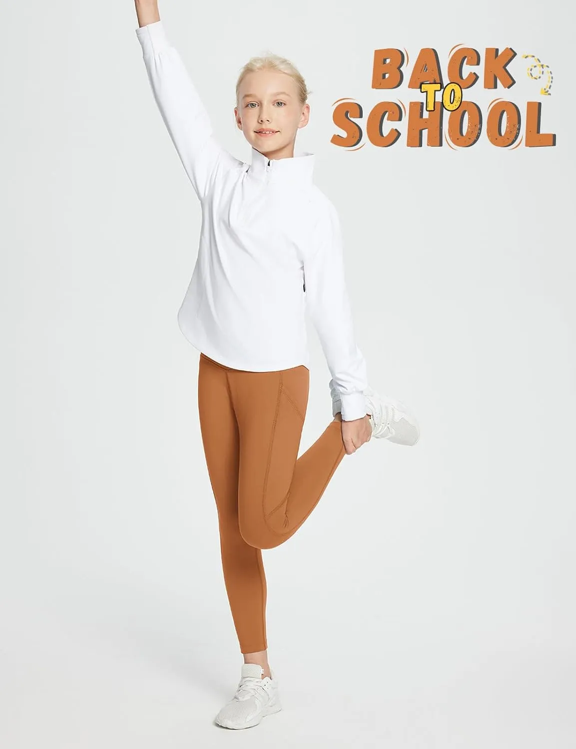 baleaf Girls Fleece Lined Leggings Athletic Yoga Pants Thermal Dance Tights Pockets Winter Running