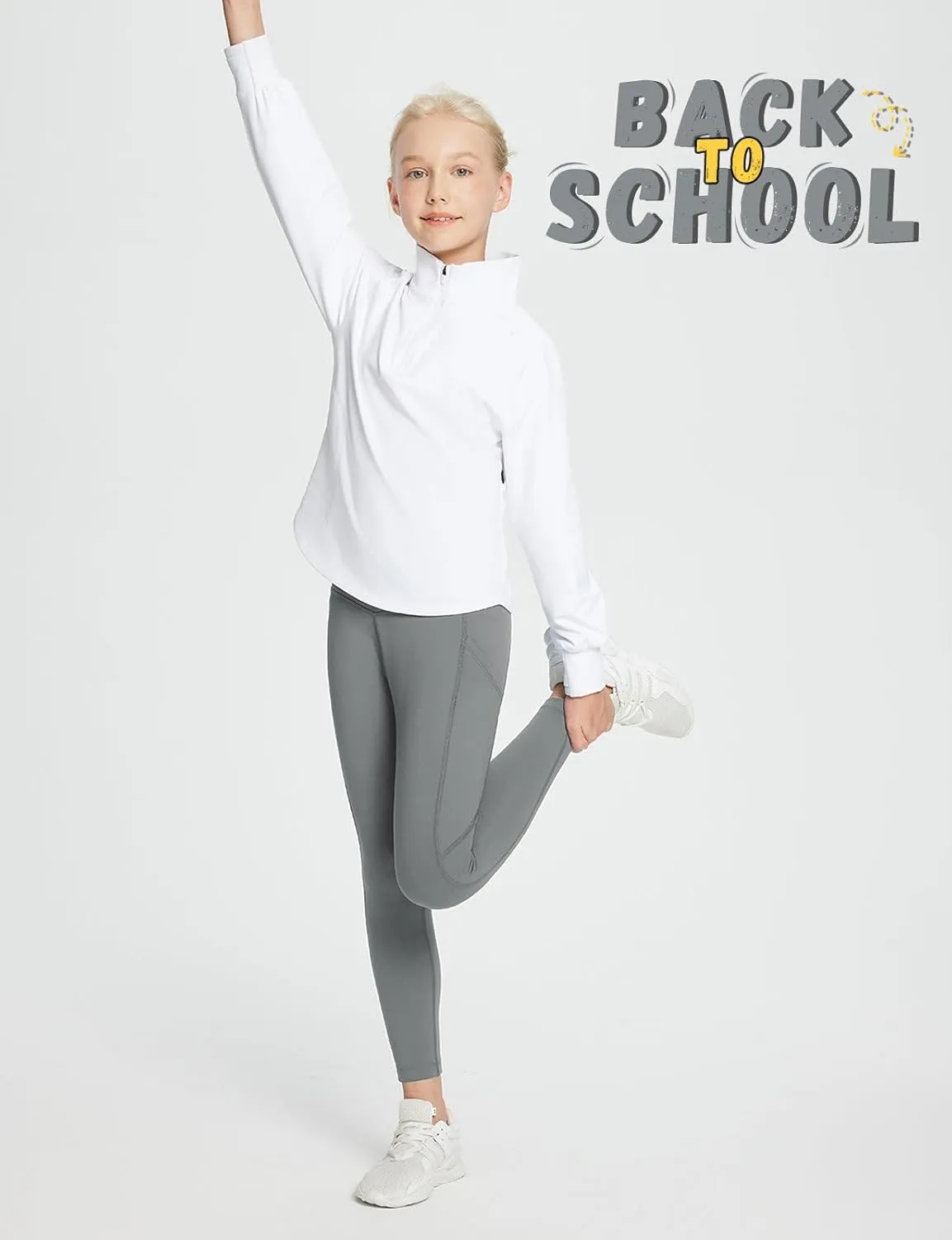 baleaf Girls Fleece Lined Leggings Athletic Yoga Pants Thermal Dance Tights Pockets Winter Running