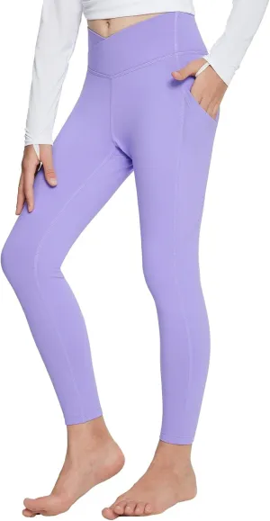 baleaf Girls Fleece Lined Leggings Athletic Yoga Pants Thermal Dance Tights Pockets Winter Running