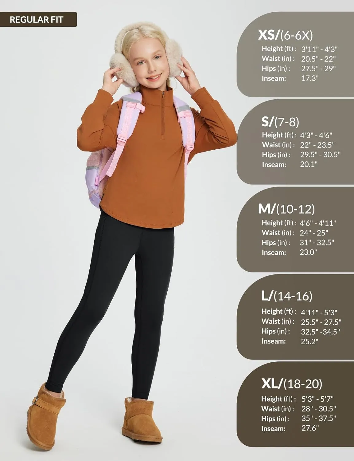 baleaf Girls Fleece Lined Leggings Athletic Yoga Pants Thermal Dance Tights Pockets Winter Running