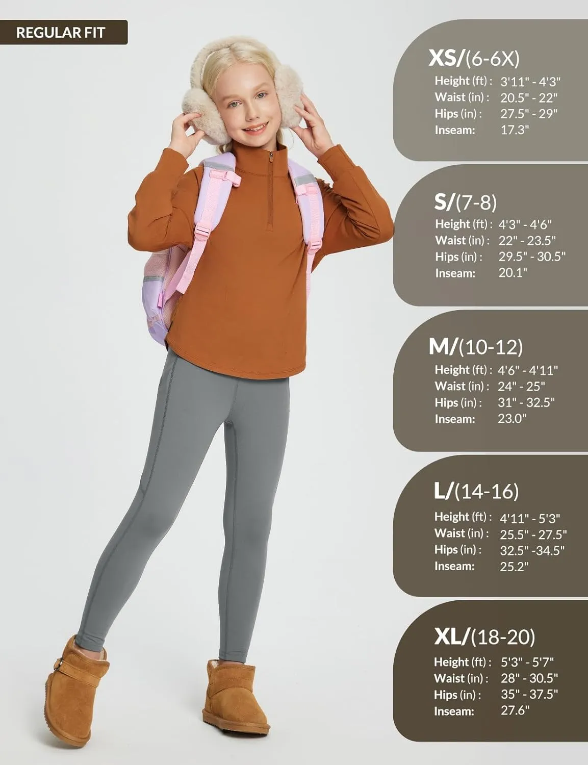 baleaf Girls Fleece Lined Leggings Athletic Yoga Pants Thermal Dance Tights Pockets Winter Running