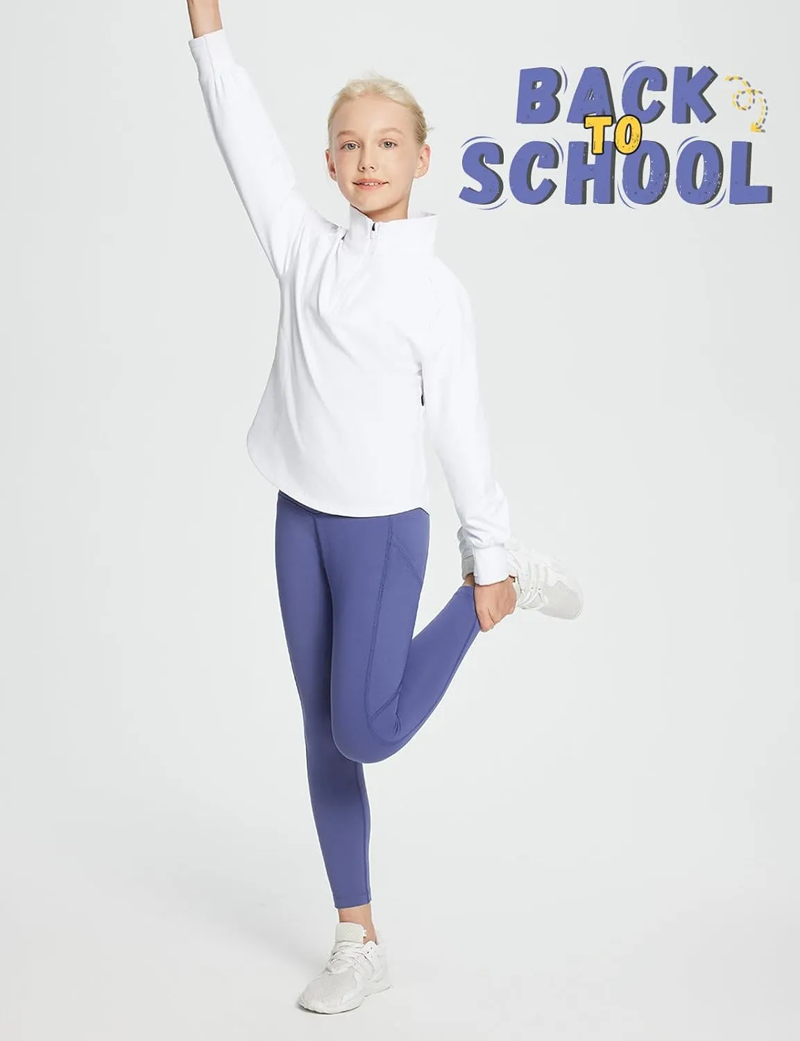baleaf Girls Fleece Lined Leggings Athletic Yoga Pants Thermal Dance Tights Pockets Winter Running