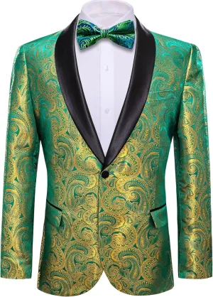 Barry.Wang Blazer for Men Paisley Sport Coat Lightweight Suit Jacket Regular Tuxedo Flower Mardi Gras Carnival Gift