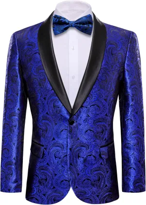 Barry.Wang Blazer for Men Paisley Sport Coat Lightweight Suit Jacket Regular Tuxedo Flower Mardi Gras Carnival Gift