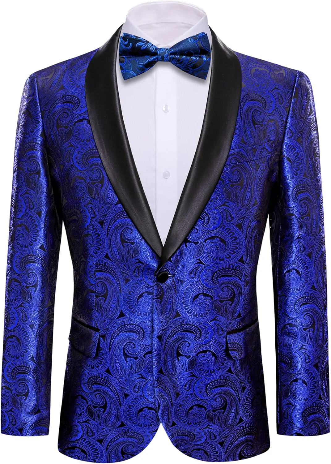 Barry.Wang Blazer for Men Paisley Sport Coat Lightweight Suit Jacket Regular Tuxedo Flower Mardi Gras Carnival Gift
