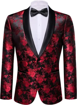 Barry.Wang Blazer for Men Paisley Sport Coat Lightweight Suit Jacket Regular Tuxedo Flower Mardi Gras Carnival Gift