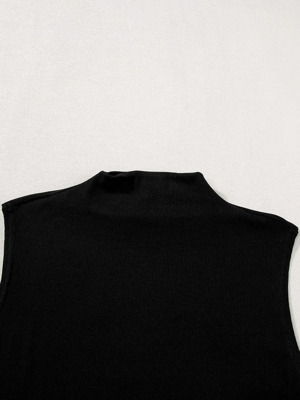 Basic Sleeveless Mock Neck