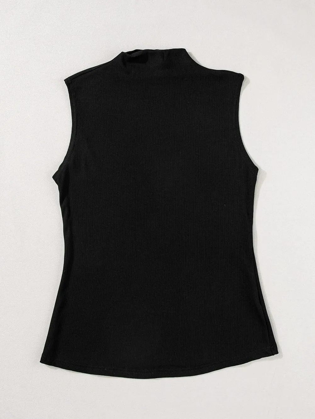 Basic Sleeveless Mock Neck