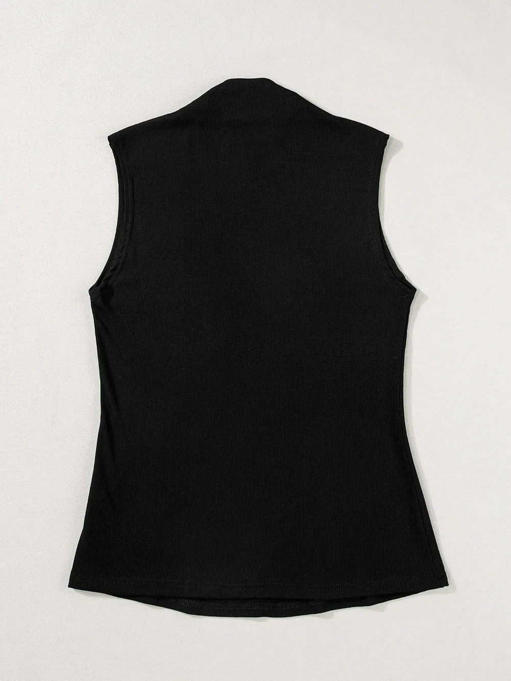 Basic Sleeveless Mock Neck